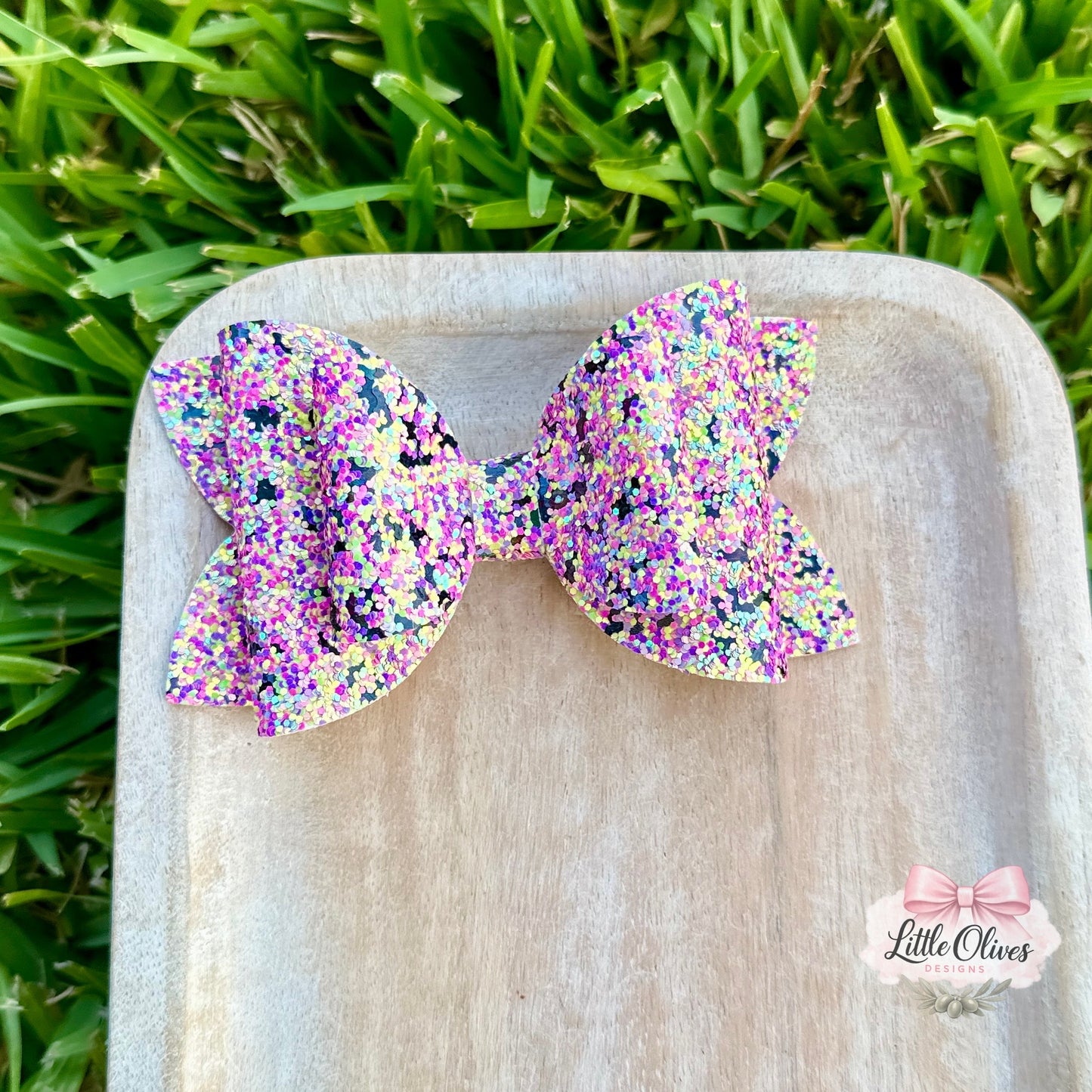PINK & BLACK BATS GLITTER BOW