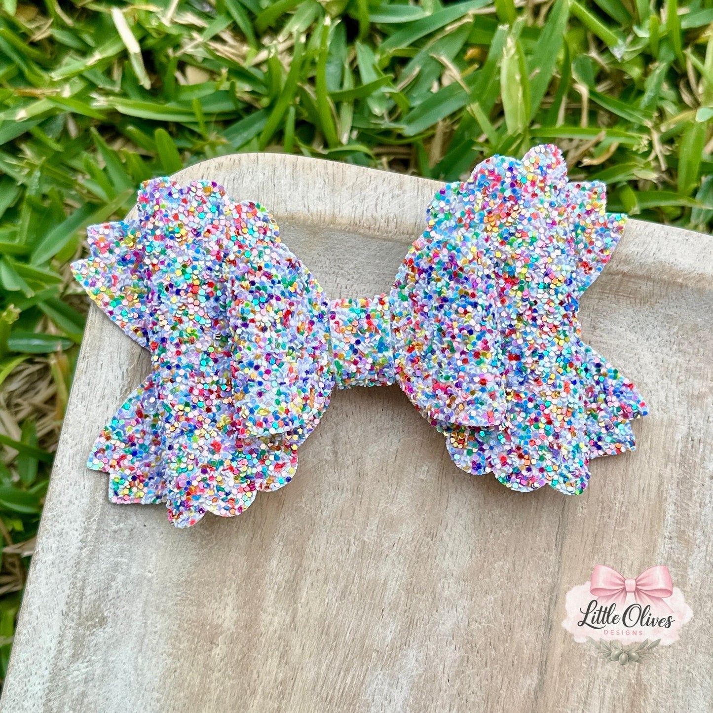 RAINBOW CONFETTI BOW