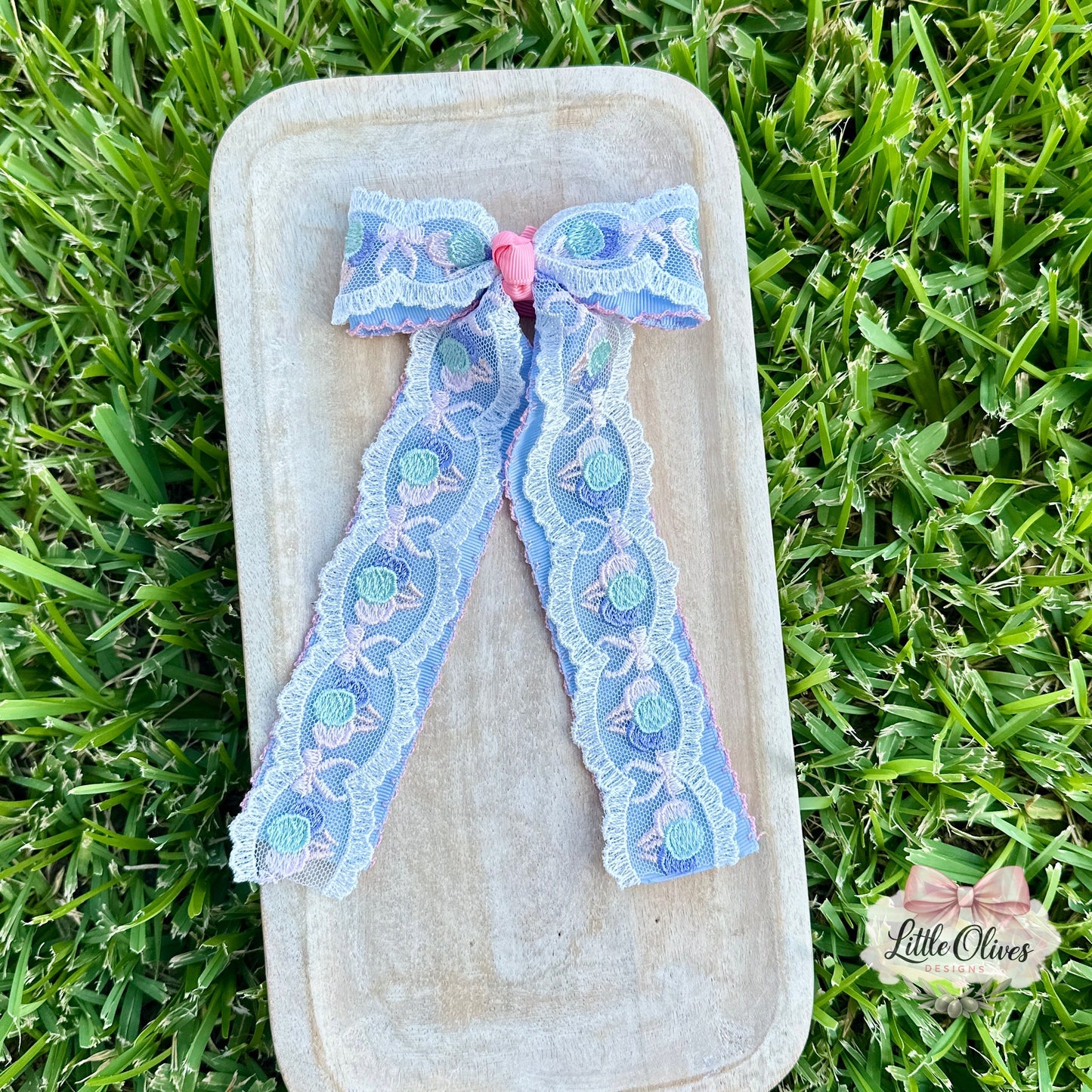 COTTON CANDY LACE & RIBBON BOW (LONG)