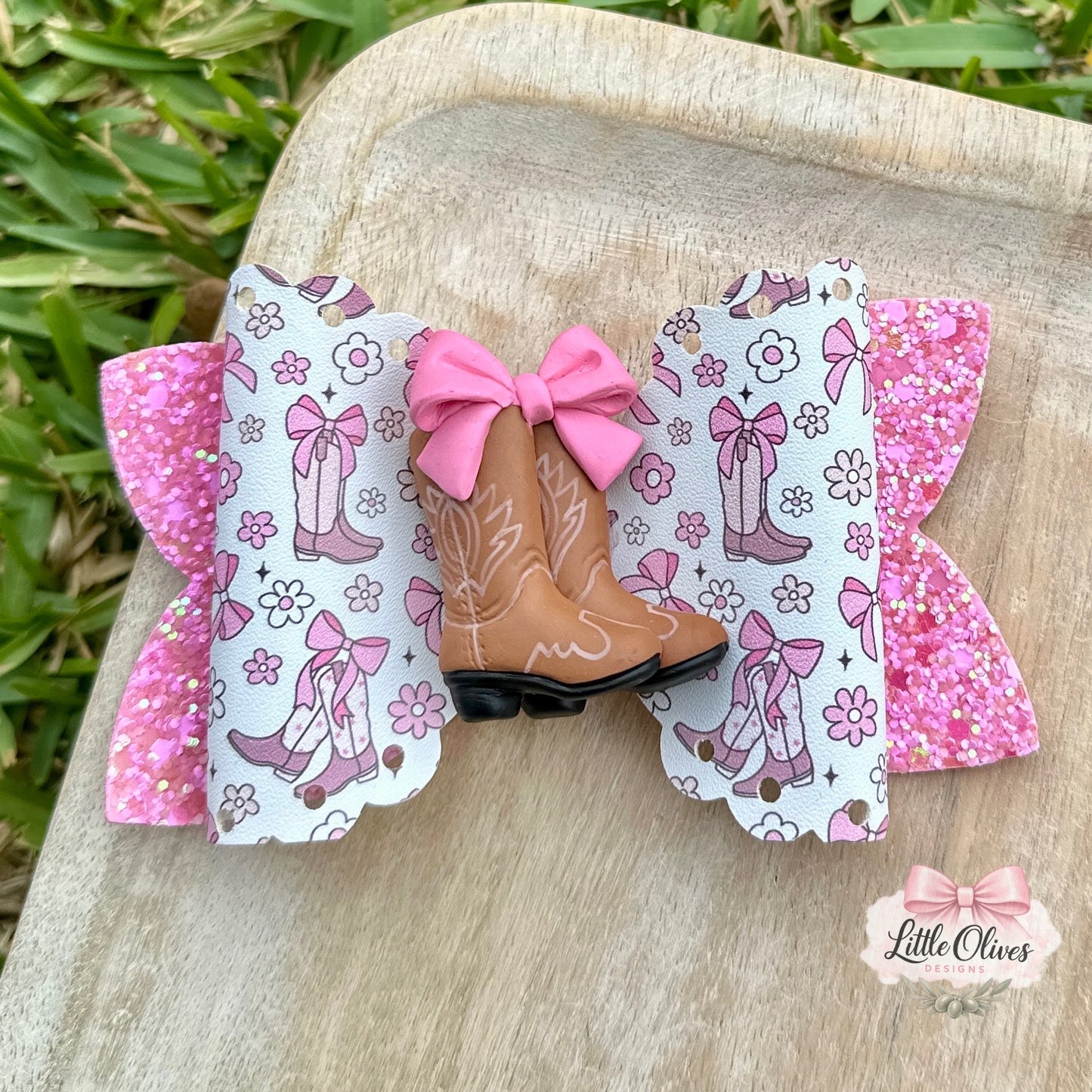 PINK BOW COWBOY BOOTS CLAY BOW