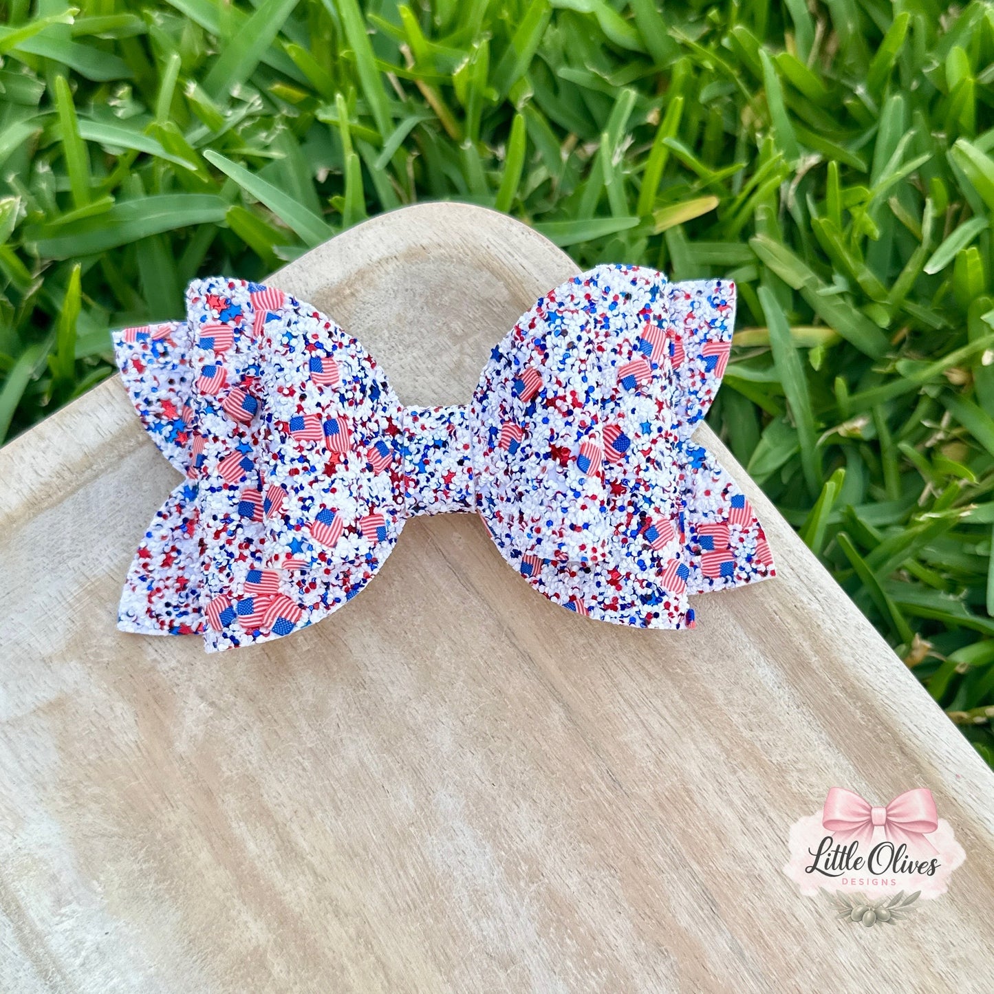 USA FLAG GLITTER BOW