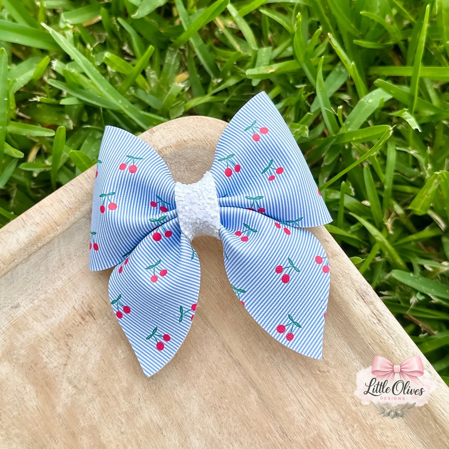CHERRY PINSTRIPE SAILOR BOW