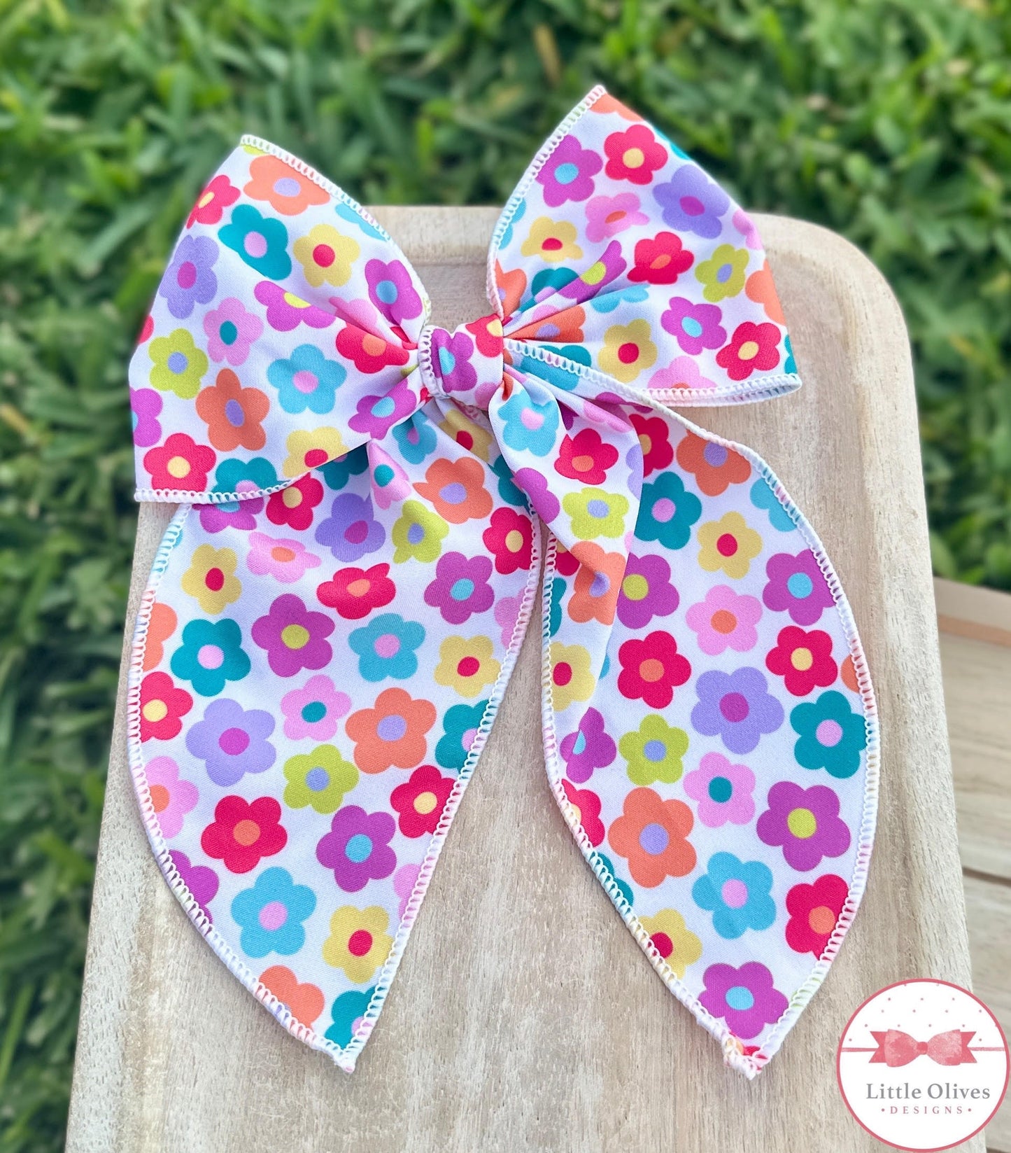 BRIGHT FLOWERS LARGE SOPHIE BOW