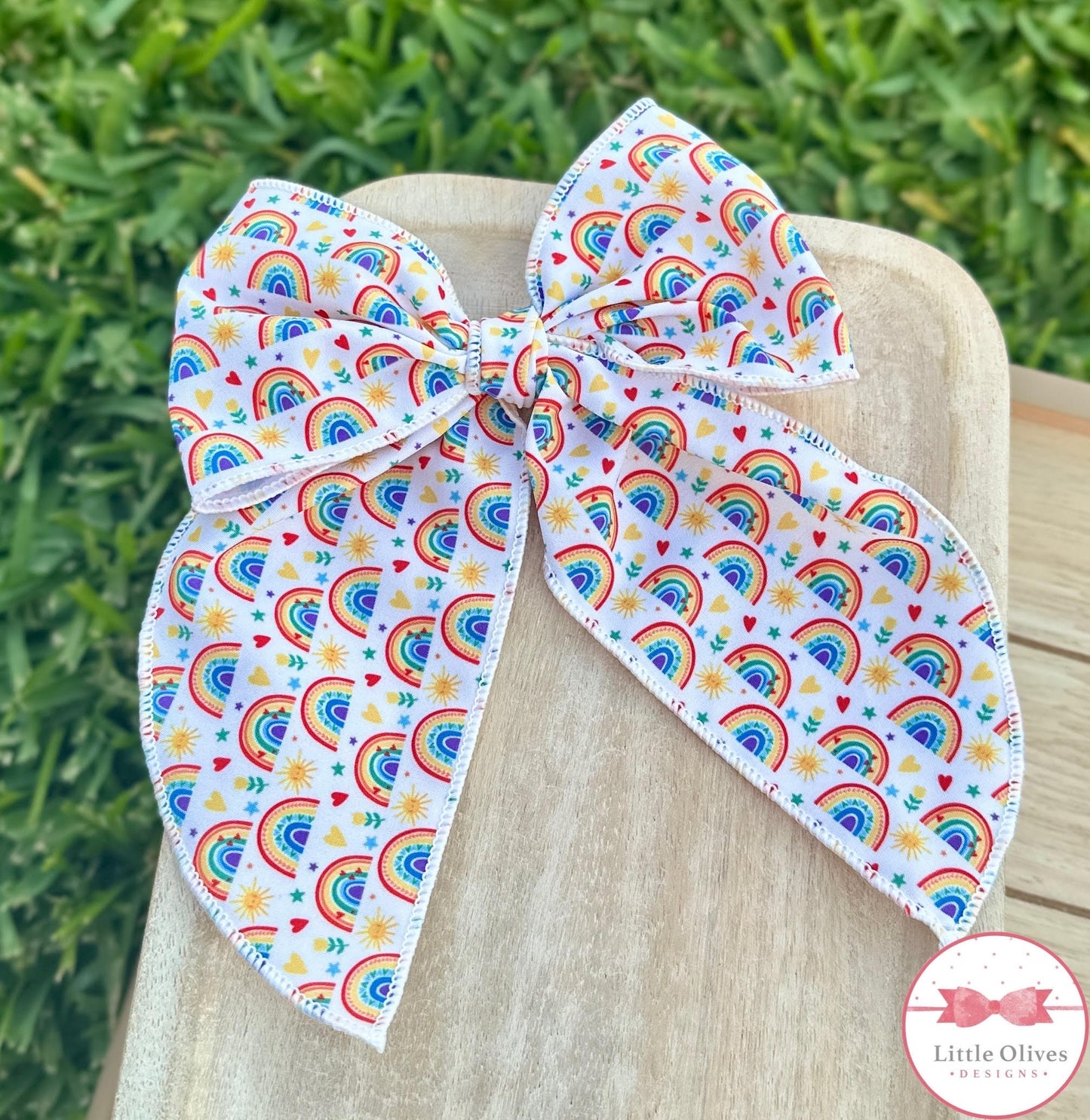 BRIGHT RAINBOWS LARGE SOPHIE BOW