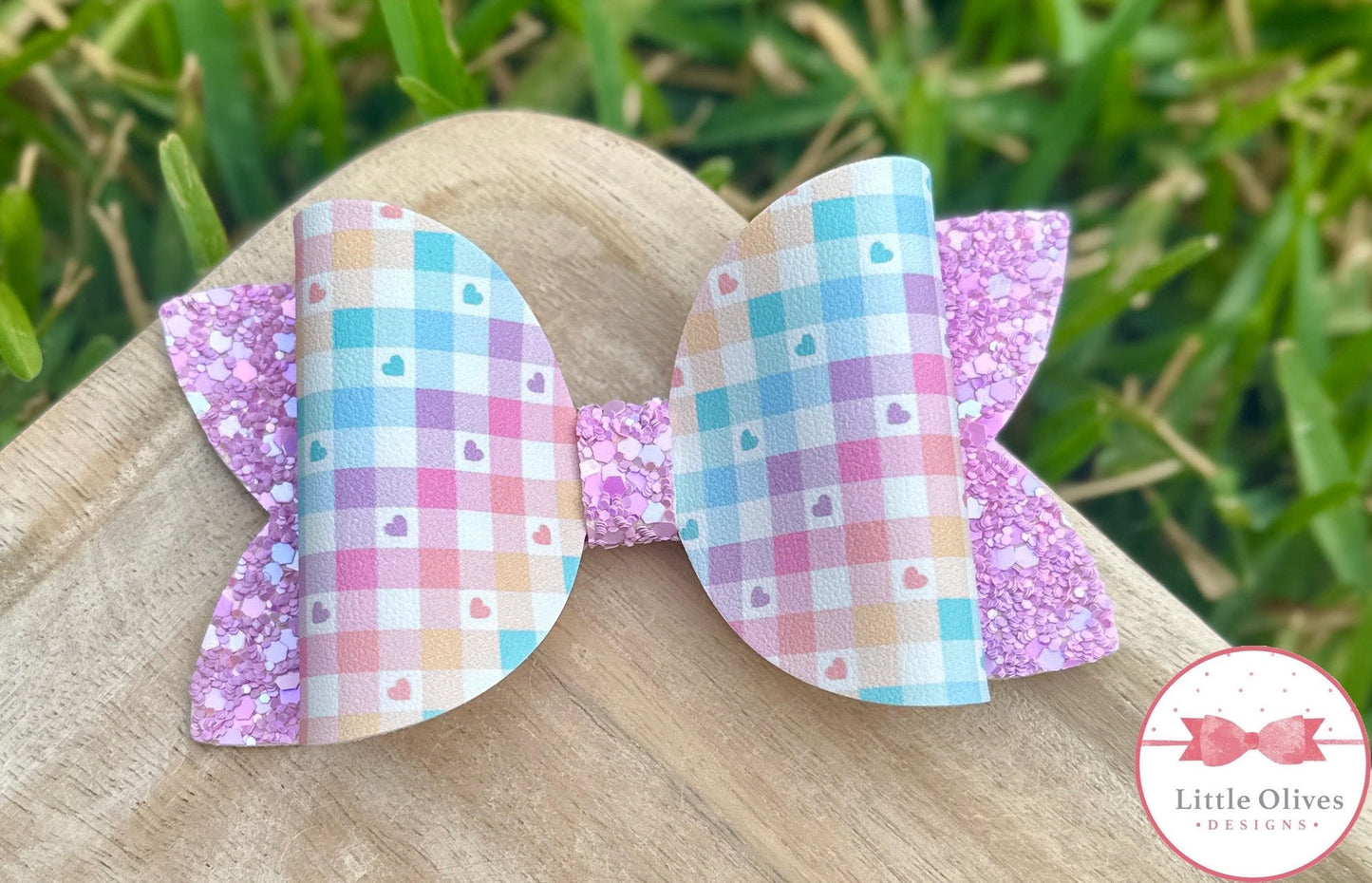 HEART PLAID BOW