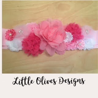 pink and white maternity sash