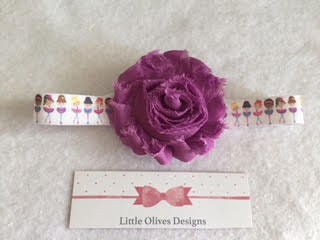 purple shabby flower with dancer headband