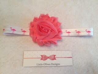 pink and white flamingo headband