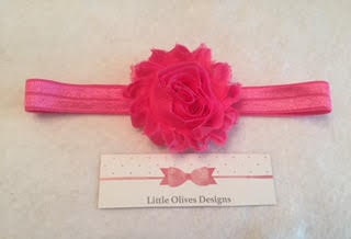 hot pink shabby flower and headband