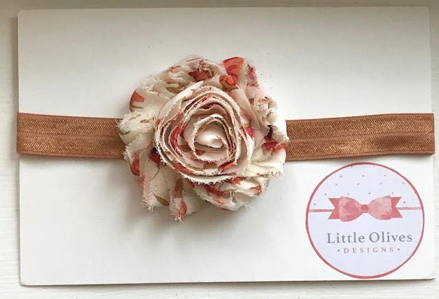 fall headband - brown and cream floral headband