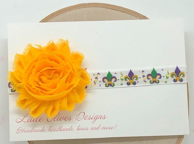 Mardi Gras fleur de lis - yellow headband