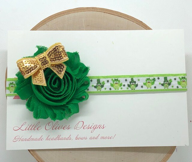 Green owl St. Patrick's Day headband