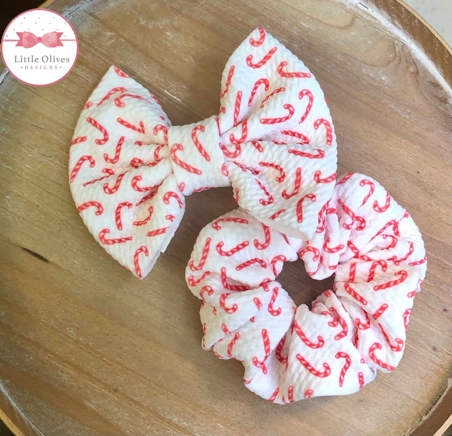 Candy cane fabric hairbow or scrunchie