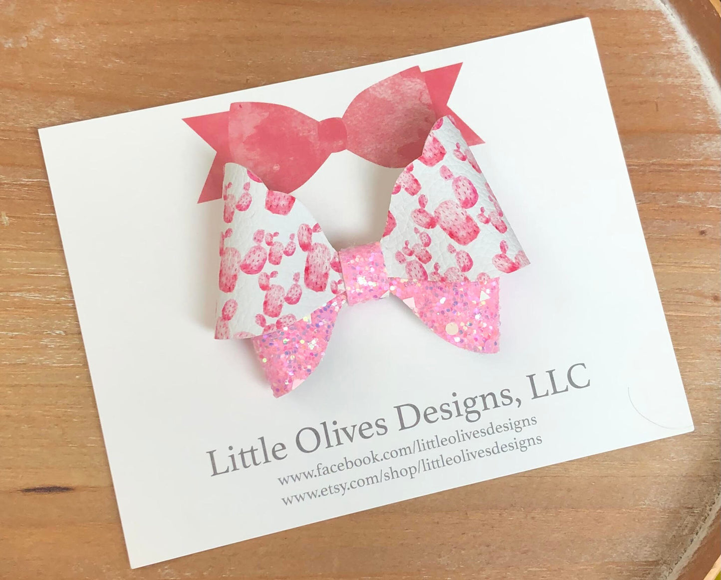 cactus hairbow - pink cactus hairbow