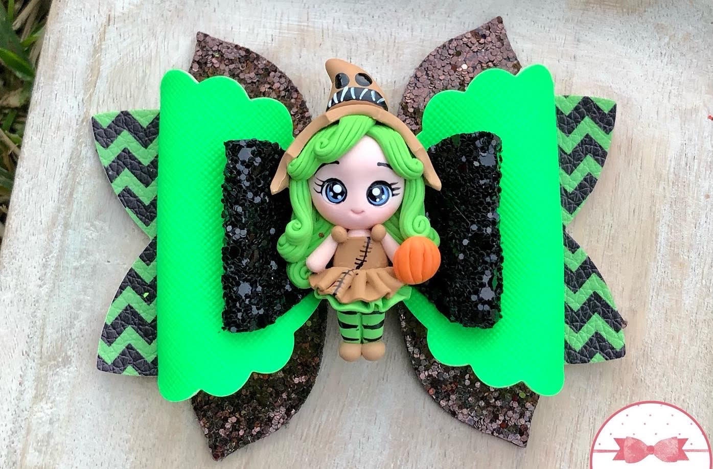 Oogie Girl clay bow - Halloween bow