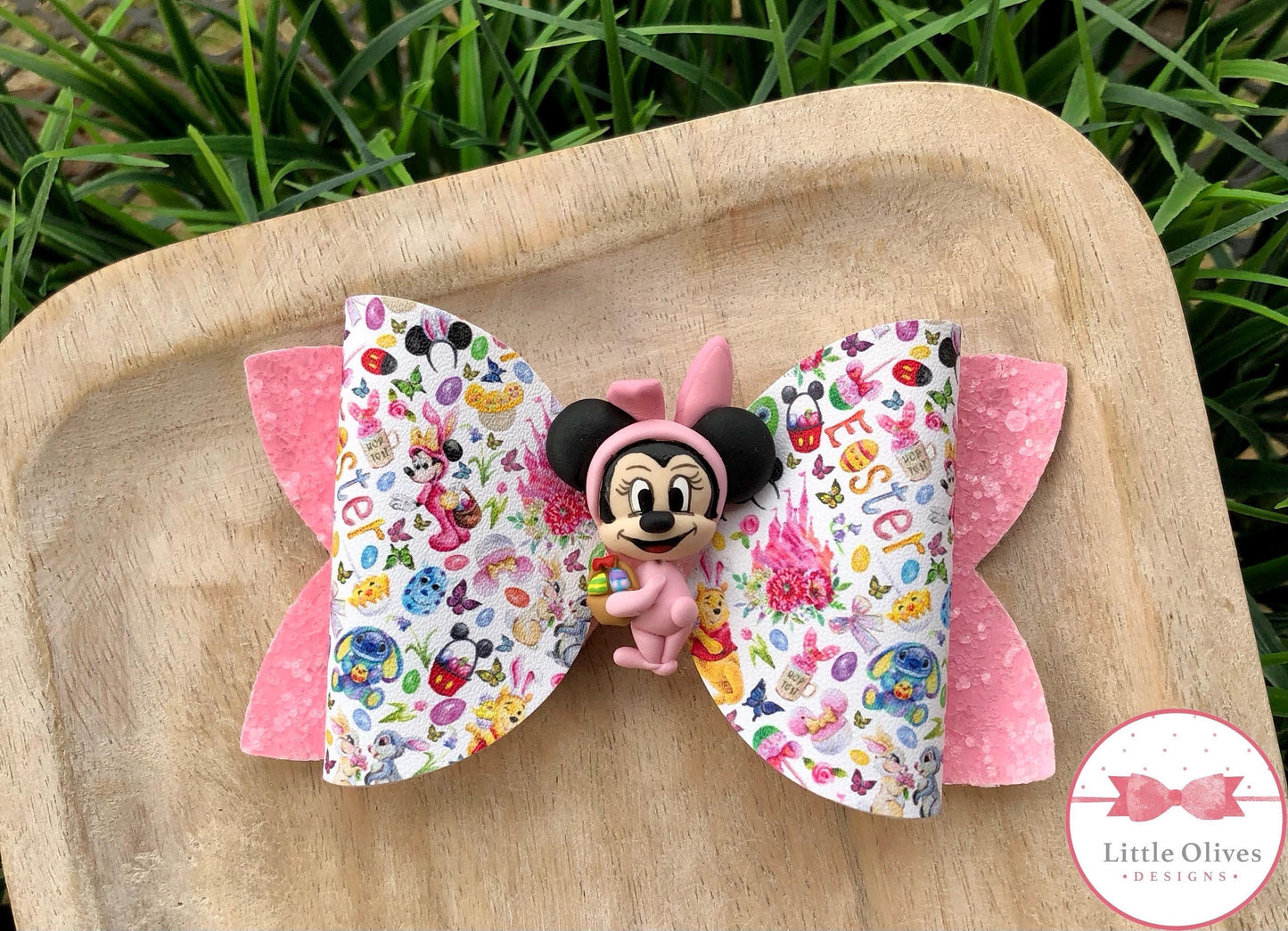 Bunny mouse girl clay bow - Easter bunny bow