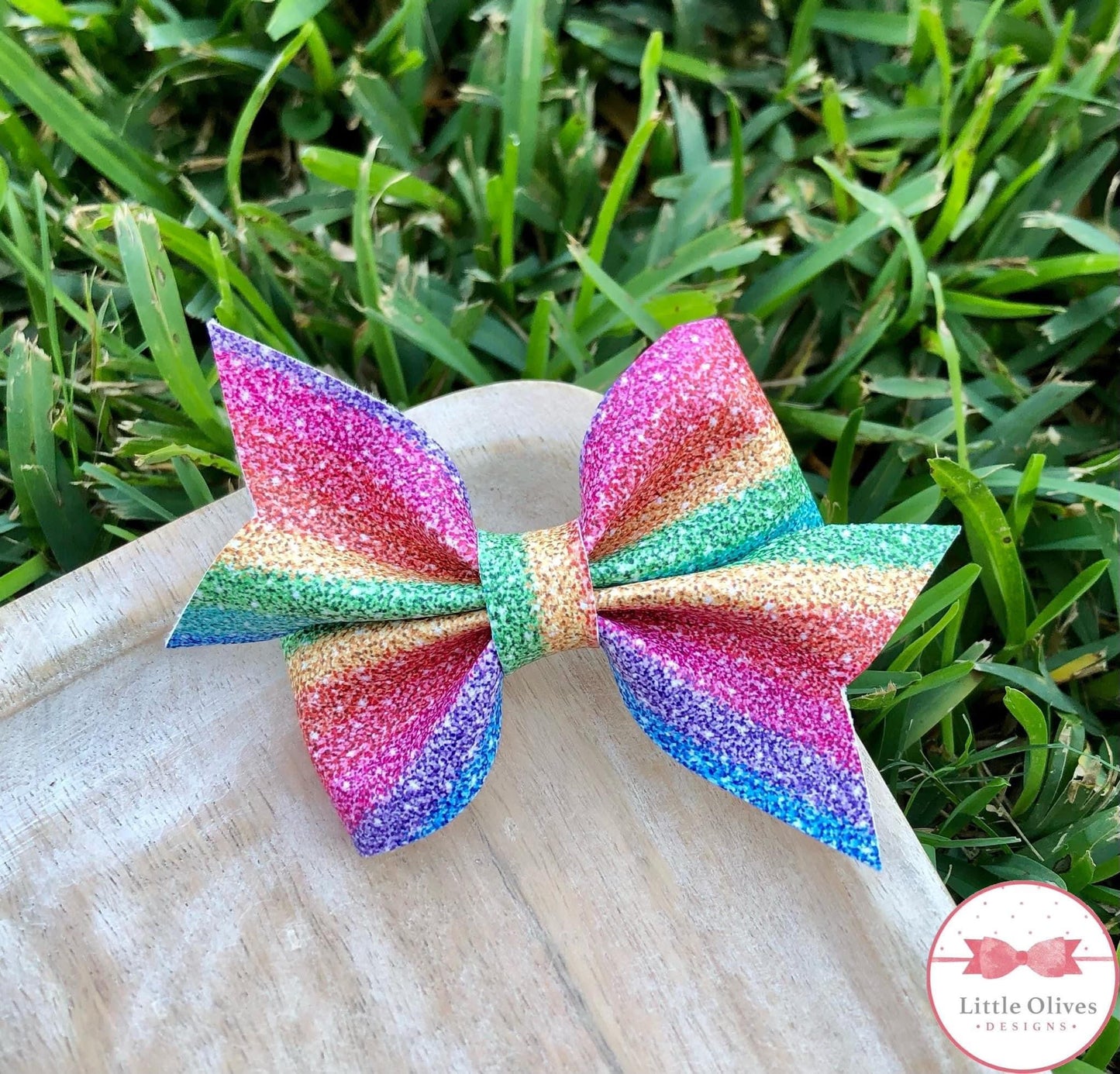 Glitter rainbow larkin bow