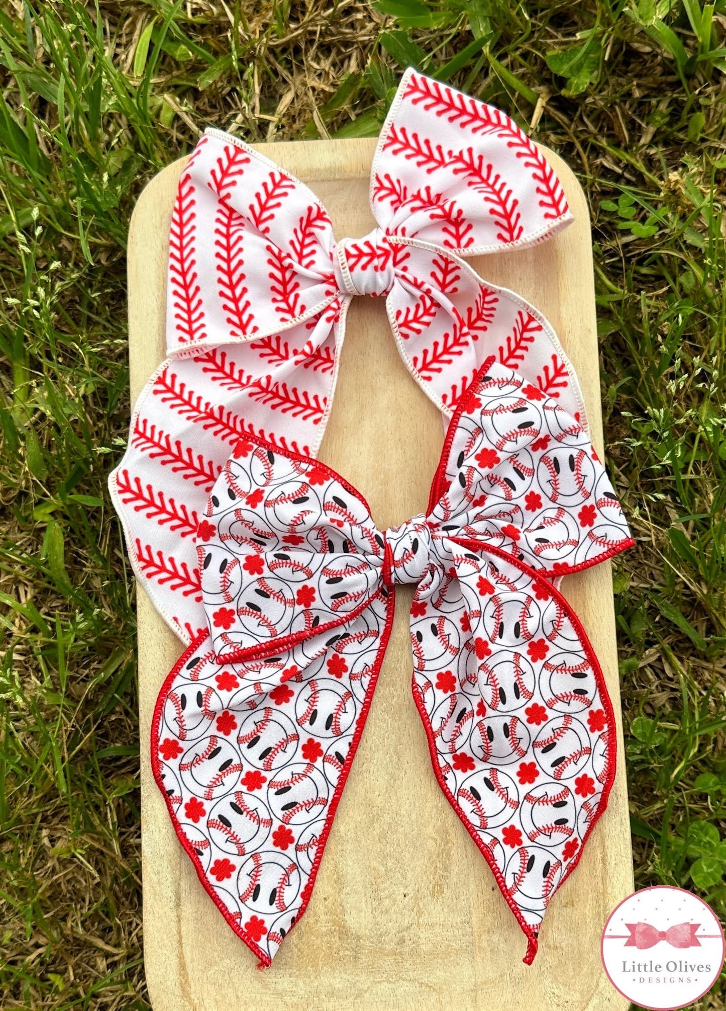 Baseball large hand tied bow
