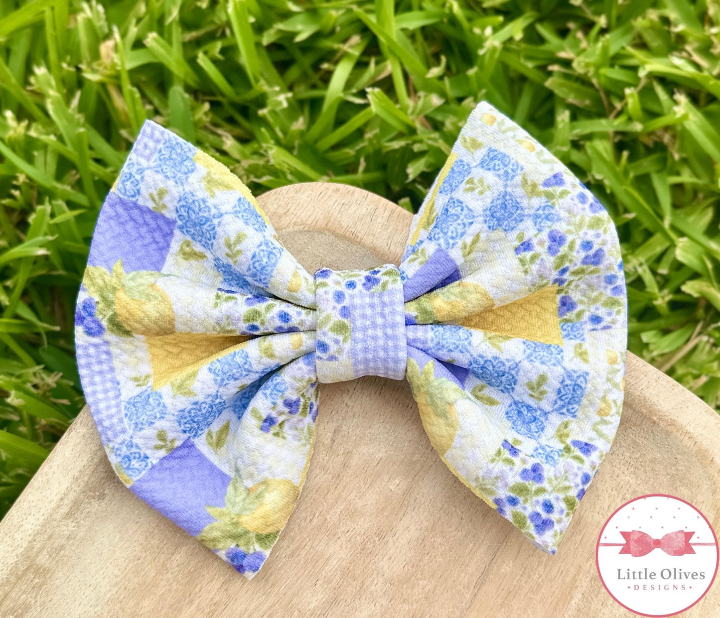 LEMON TILE PATCHWORK BOW OR SCRUNCHIE