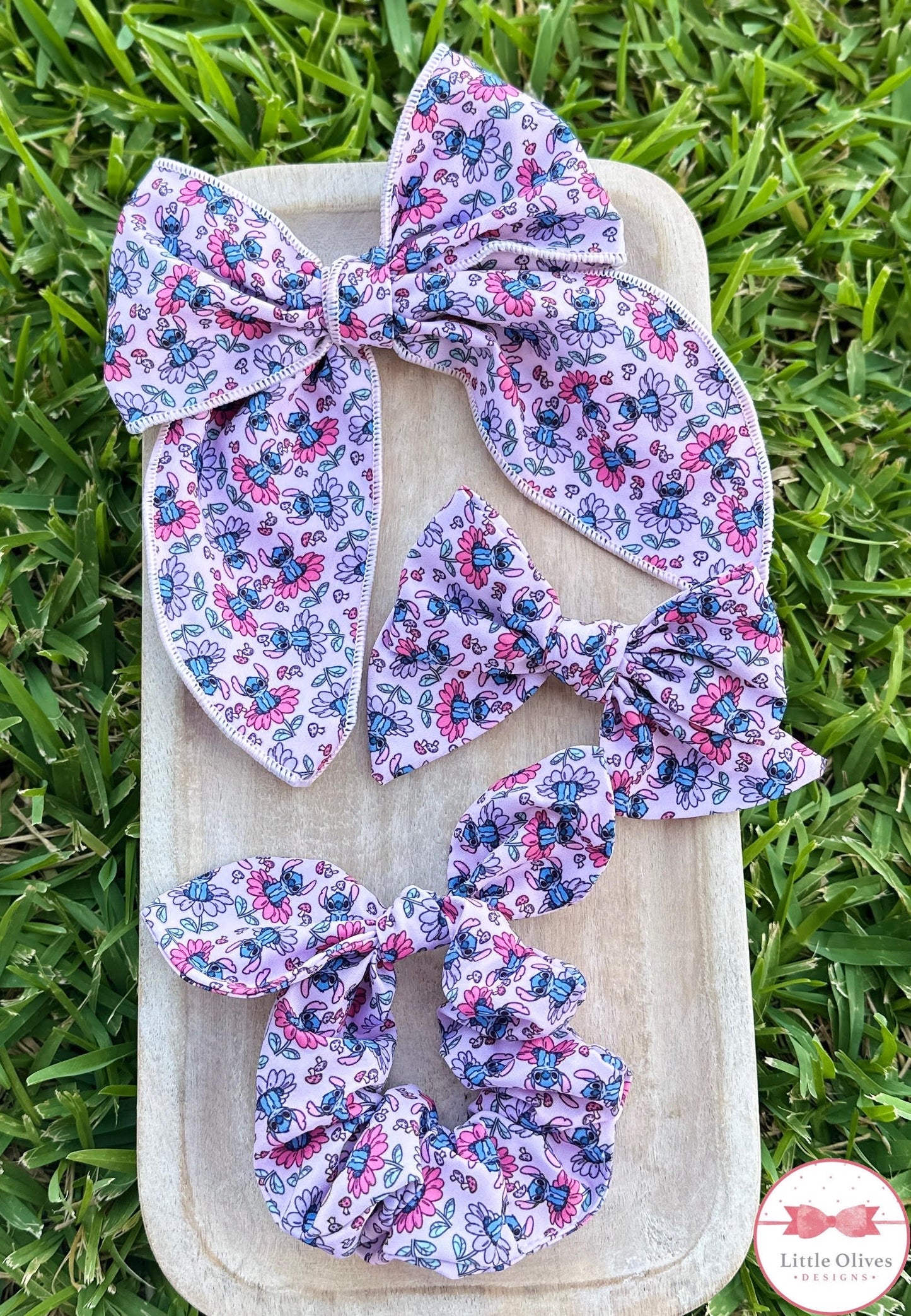 STITCH IN BLOOM SMALL OR LARGE SOPHIE BOW AND SCRUNCHIE