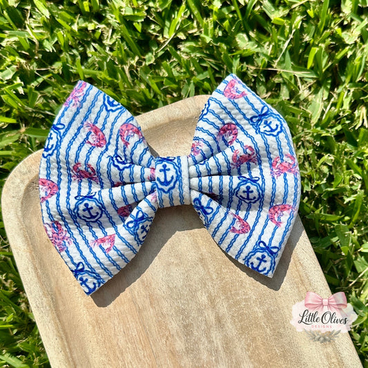 NAUTICAL CATCH BOW, SCRUNCHIE OR HEADBAND (Copy)