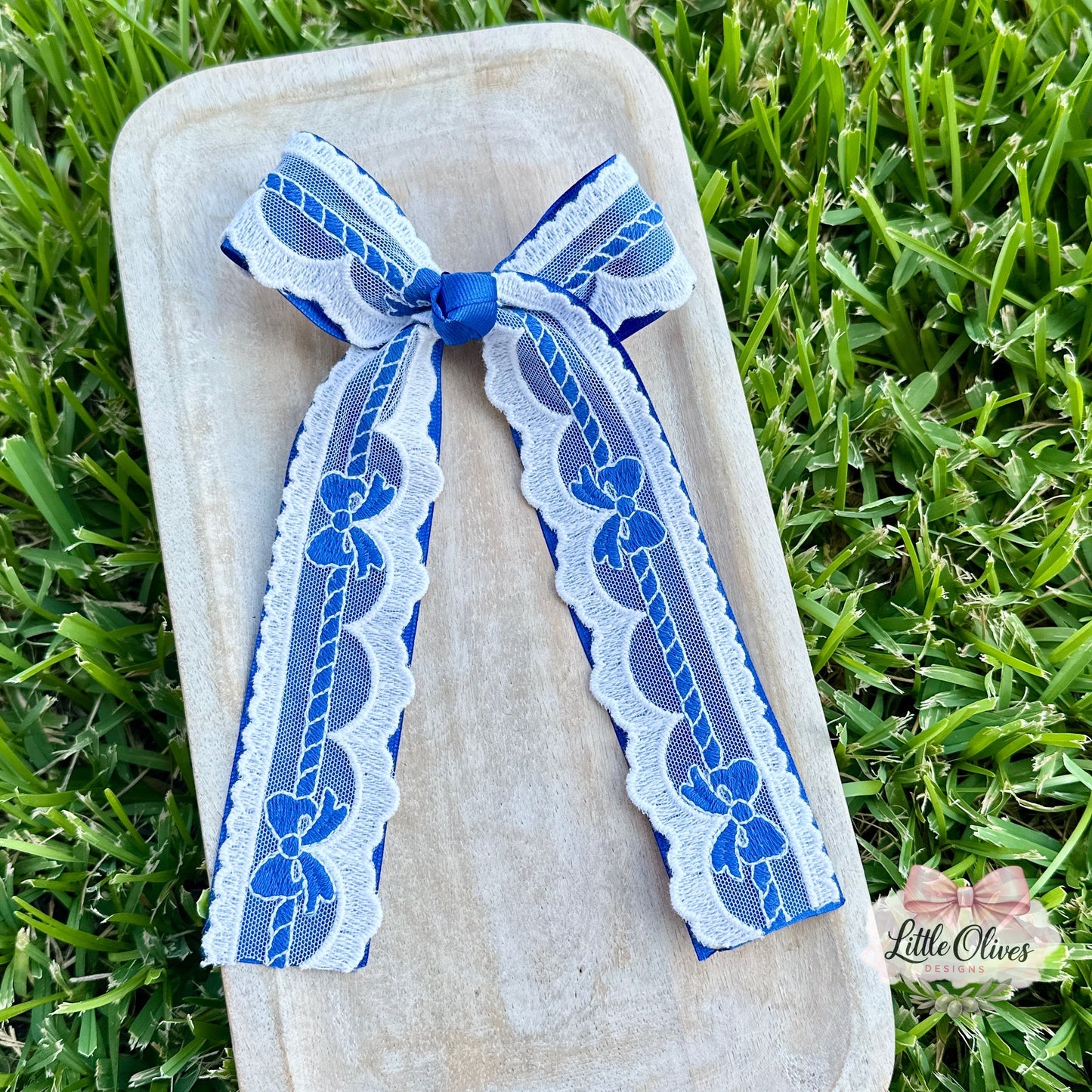 BLUE BOW LACE & RIBBON BOW