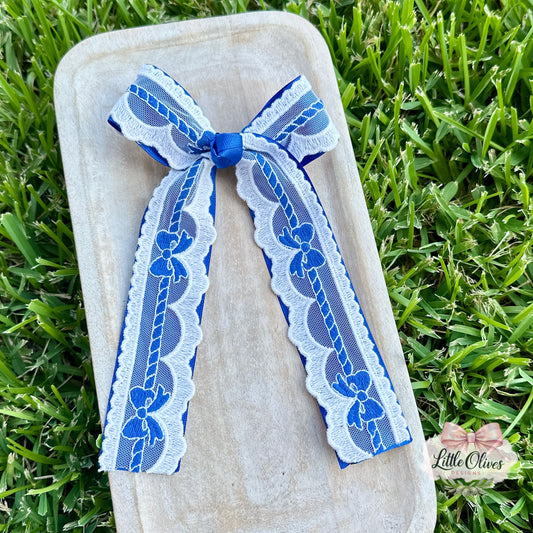BLUE BOW LACE & RIBBON BOW