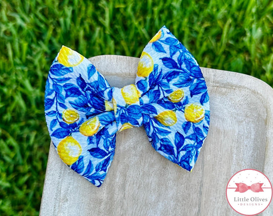 BLUE LEMONS BOW OR SCRUNCHIE