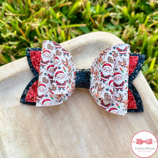 SANTA & REINDEER BOW