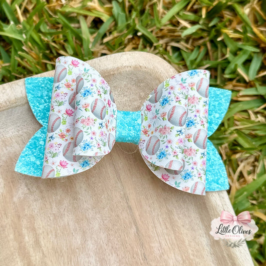 FLORAL BASEBALL BOW