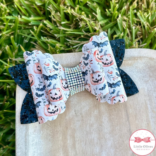 BATS & PUMPKINS BOW