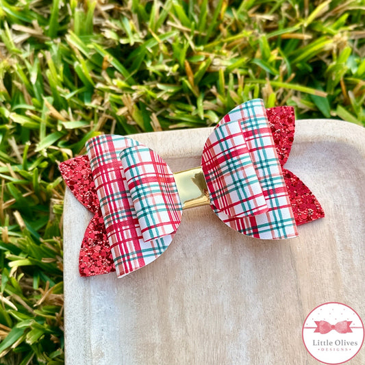 RED PLAID CHRISTMAS BOW