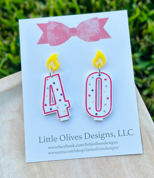 40TH BIRTHDAY CANDLE EARRINGS