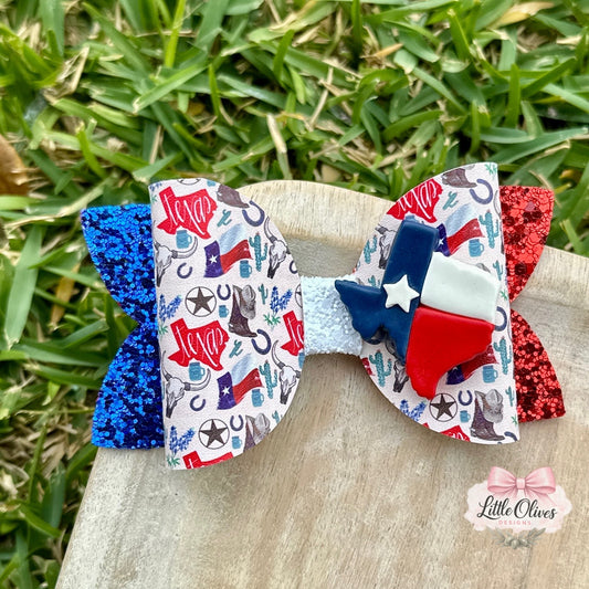 TX FLAG CLAY BOW