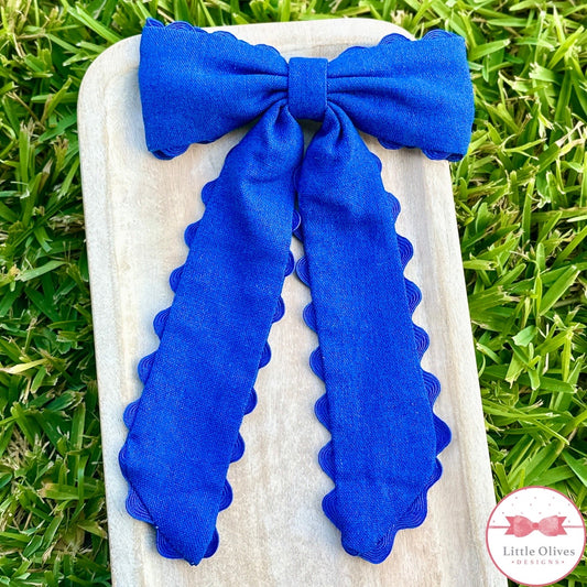 ROYAL BLUE RIC RAC LONG SOPHIE BOW