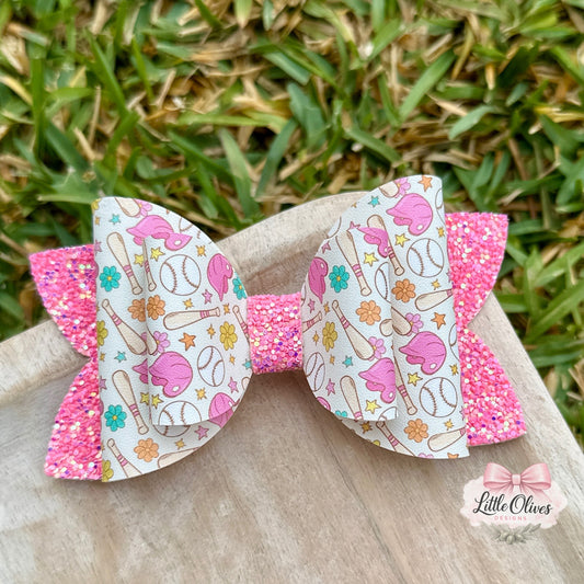 CUTE BASEBALL BOW