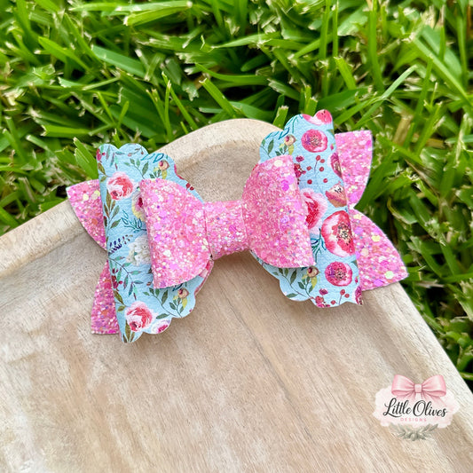 BLUE FORAL BOW