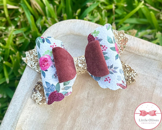 VELVET FLORAL BOW