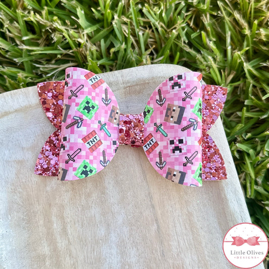 MINE CRAFT PINK BOW