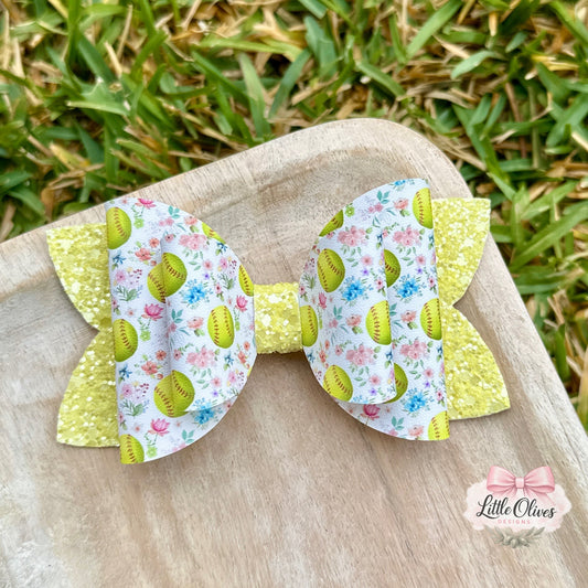 FLORAL SOFTBALL BOW