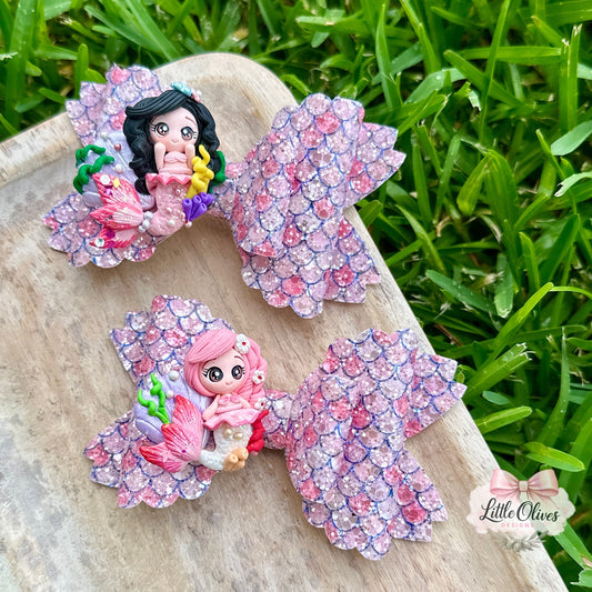 PINK MERMAID CLAY BOW