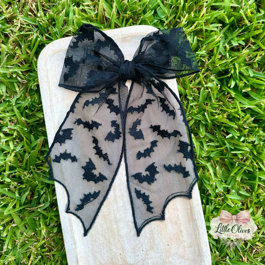 BLACK BAT TULLE SOPHIE BOW