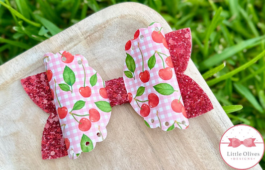 GINGHAM CHERRIES BOW