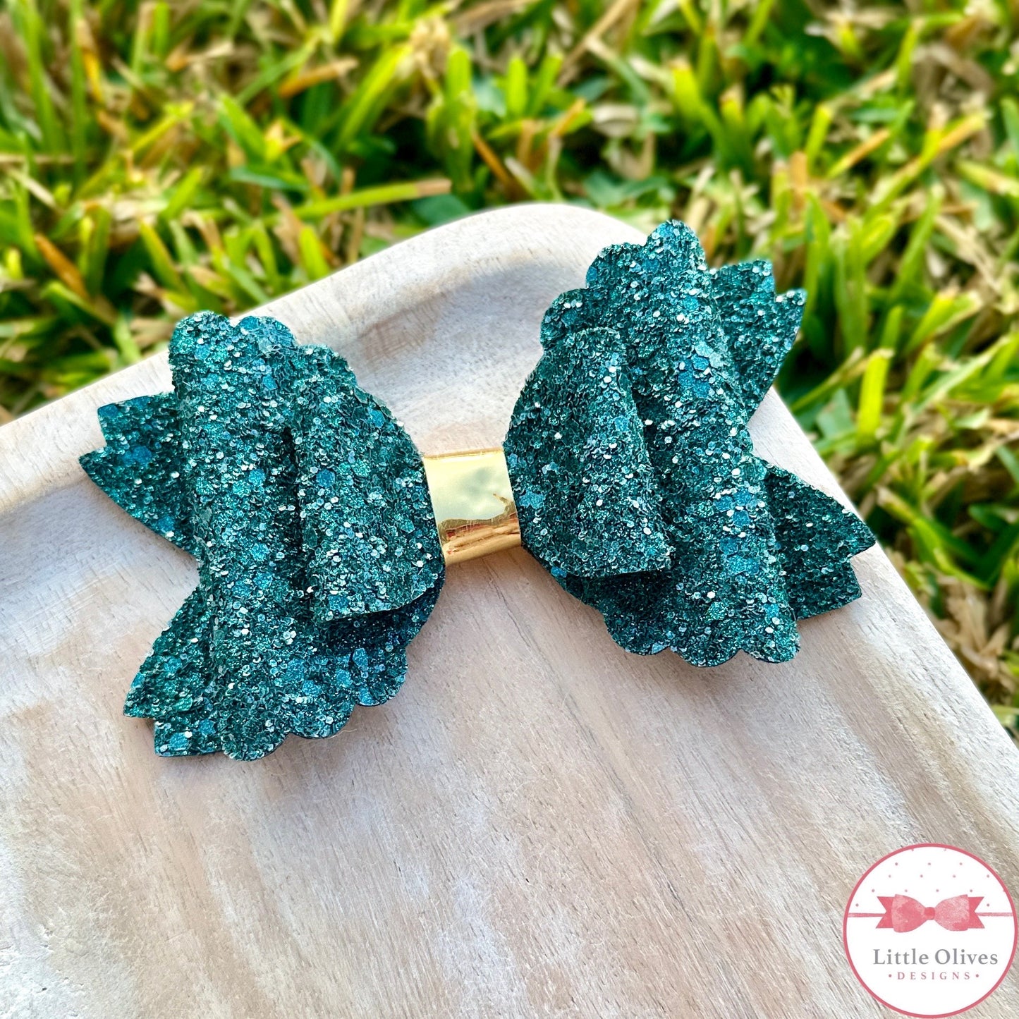 EMERALD GLITTER BOW