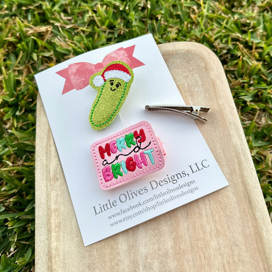 CHRISTMAS PICKLE OR MERRY & BRIGHT CLIP