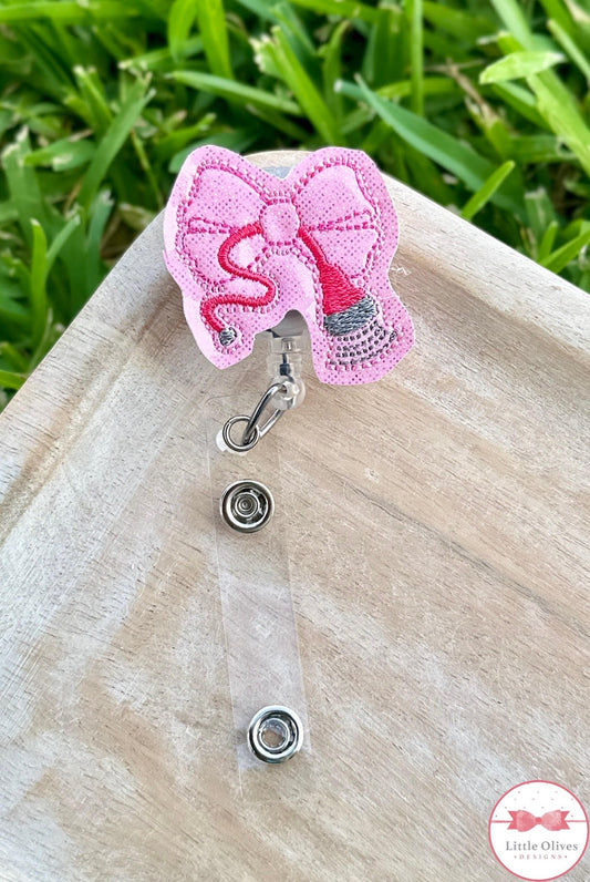 PINK COQUETTE STETHOSCOPE BADGE REEL