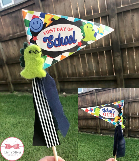 FIRST DAY OF SCHOOL DINO BANNER