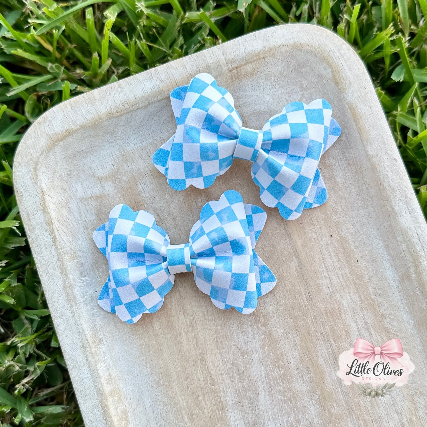 LIGHT BLUE WATERCOLOR CHECK PIGGY SET