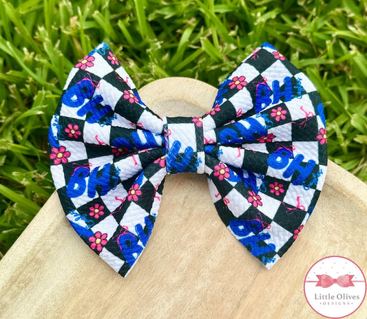 BH EAGLES BOW CHECKERED BOW OR SCRUNCHIE