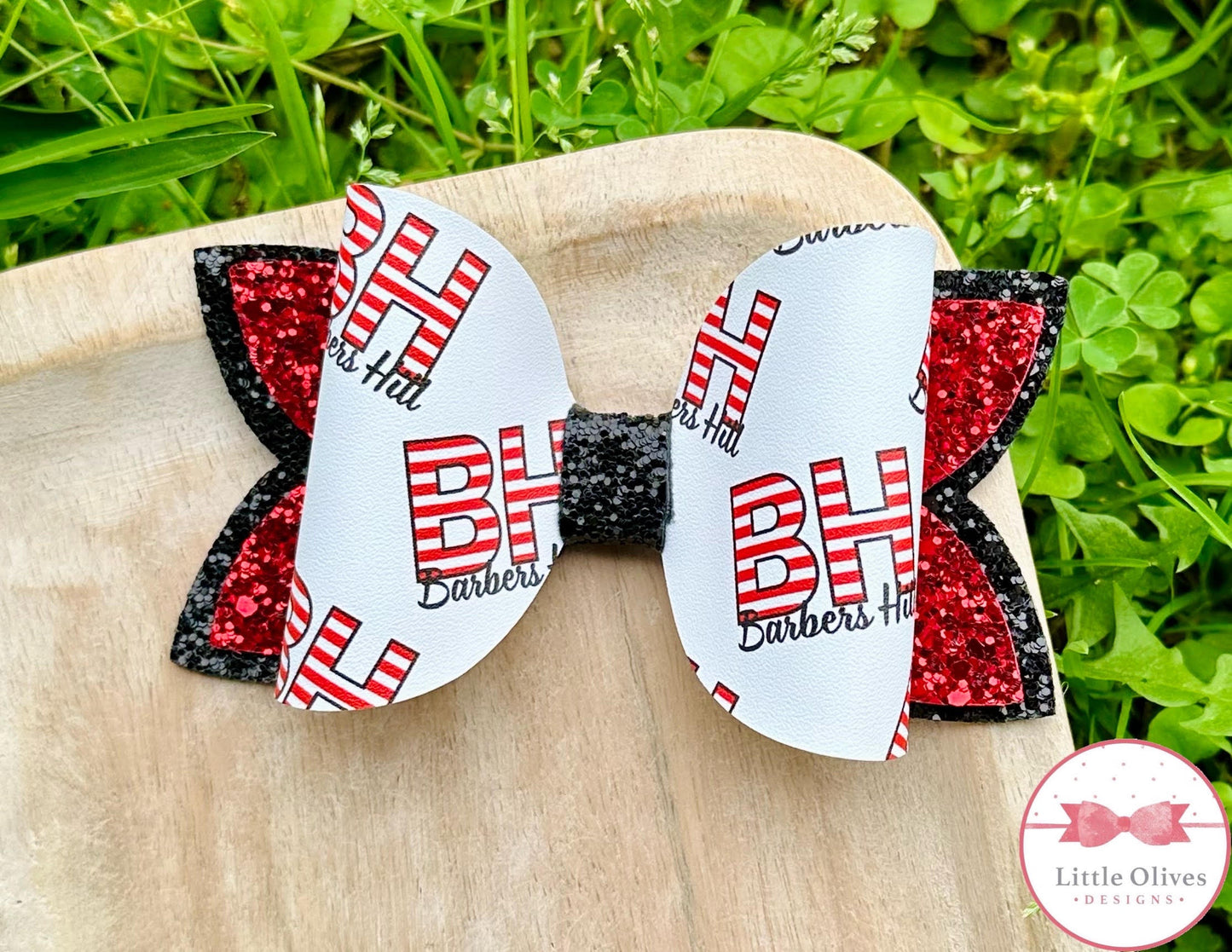 BARBERS HILL RED STRIPE BOW